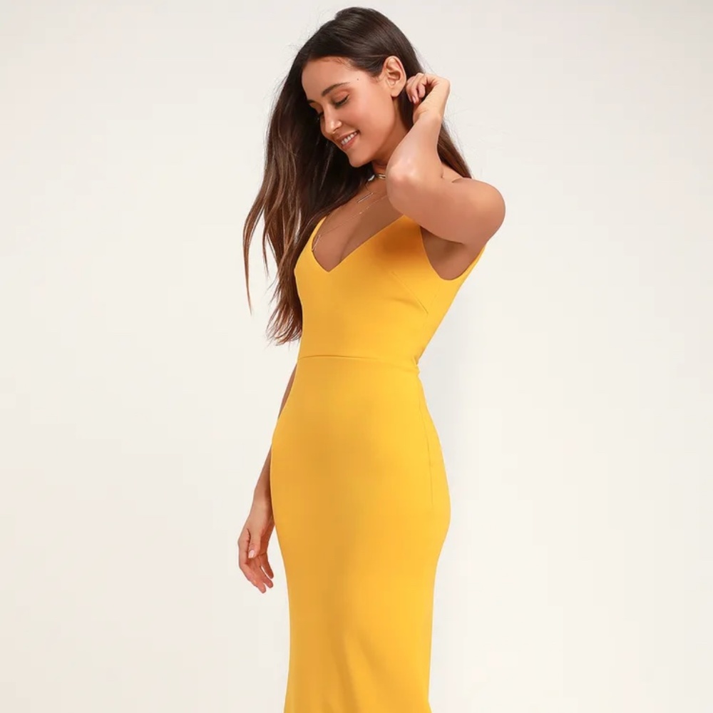 Lulus Infinite Glory Golden Yellow Maxi Dress